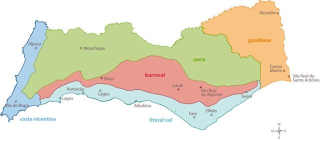 Foto: Karte Gebiete der Algarve