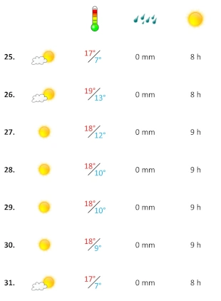 Grafik, Wetterbericht der vierten Woche Dezember 2024