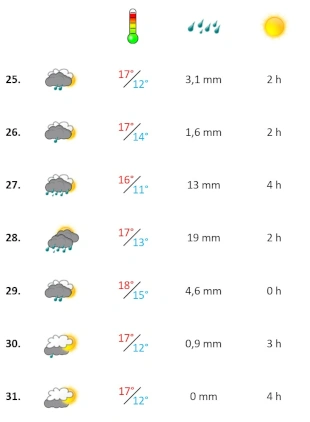 Grafik, Algarve Wetterbericht Januar 2026 Woche 4